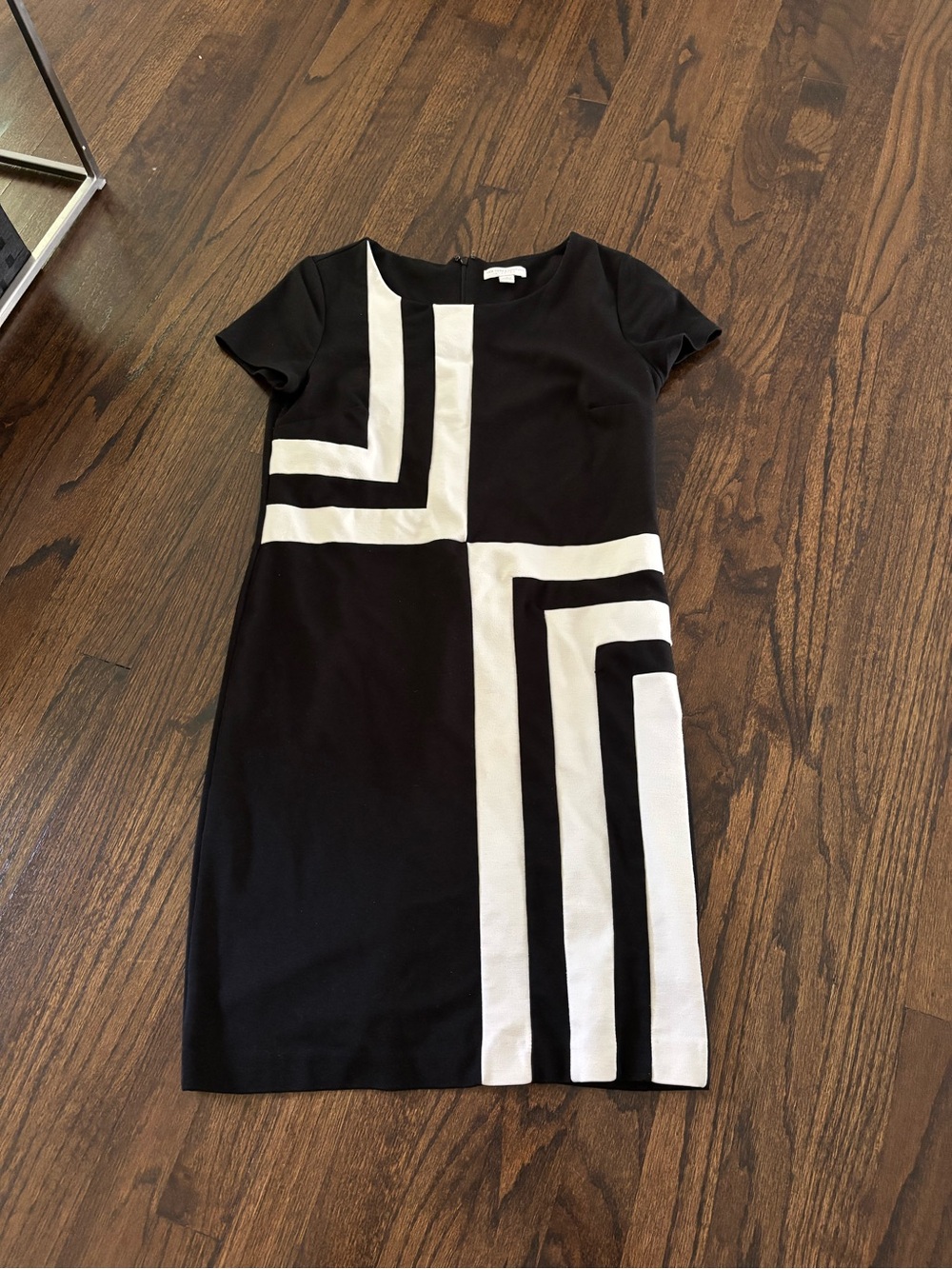 New York & Company Black and White Block Stripe Mini Dress